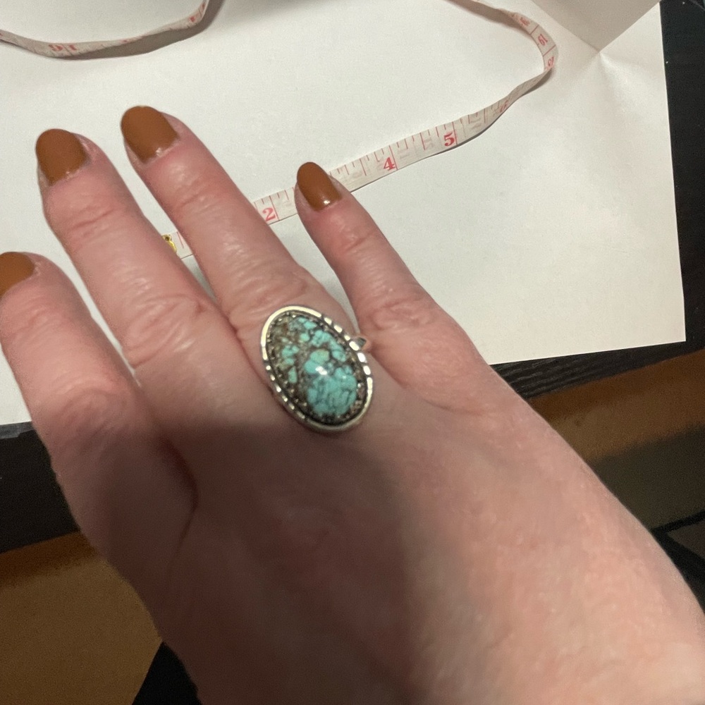 Vintage Sterling Silver Blue Moon Turquoise Ring size 9